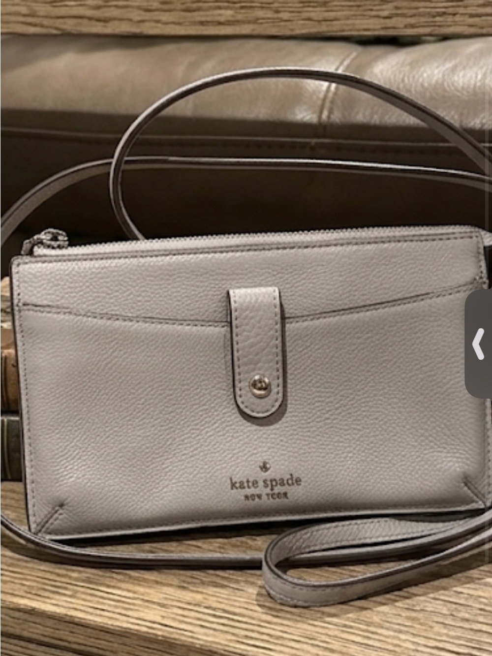 kate spade gray Pebbled Leather Crossbody Wallet. NWOT